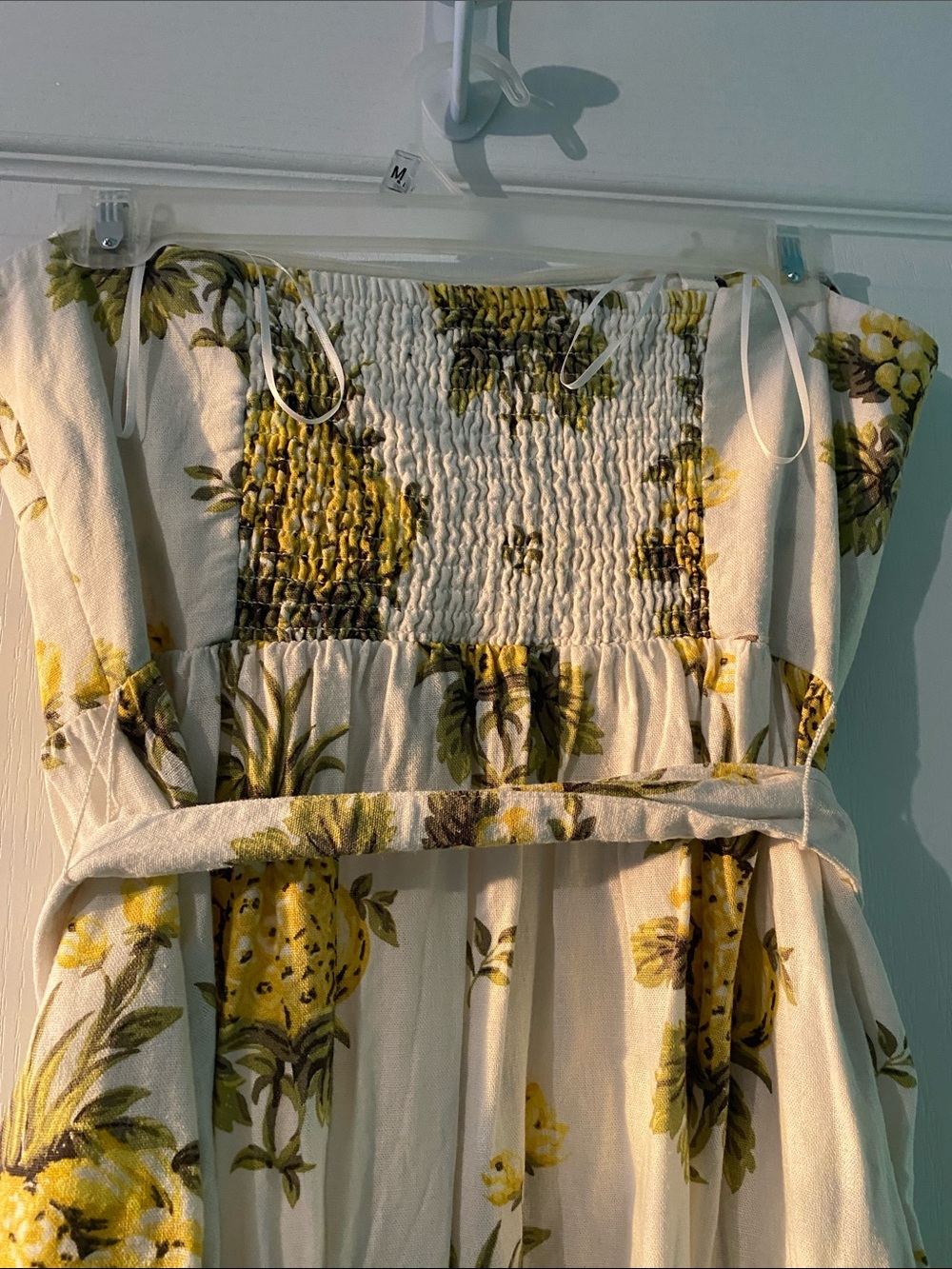 Tahari White Midi Dress with Yellow Pineapple Print - Picture 7 of 8